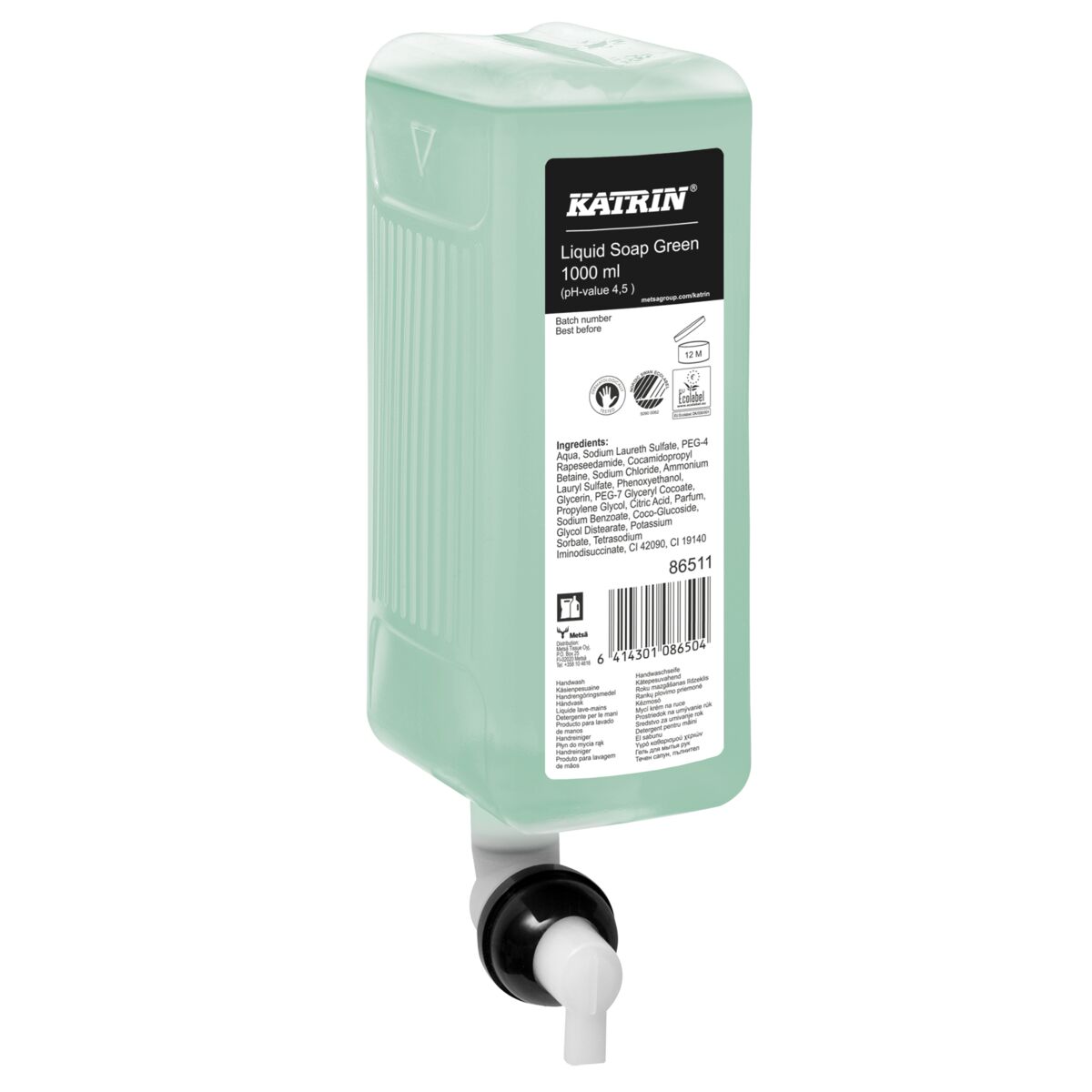 86511 katrin commercial hand wash liquid 1000 ml green official product image