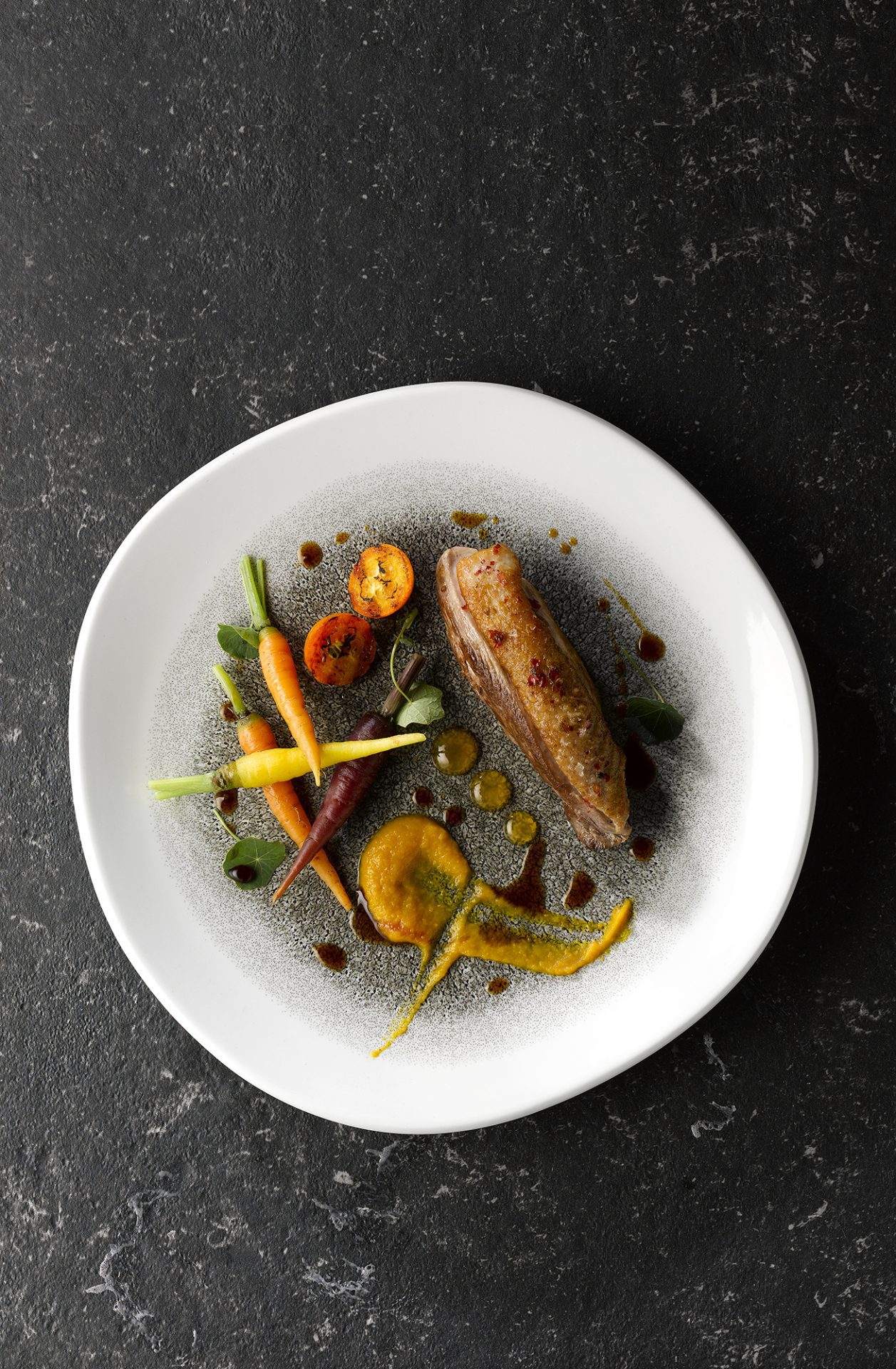 RAKU POOLING EFFECT BLACK OH ROAST DUCK ext