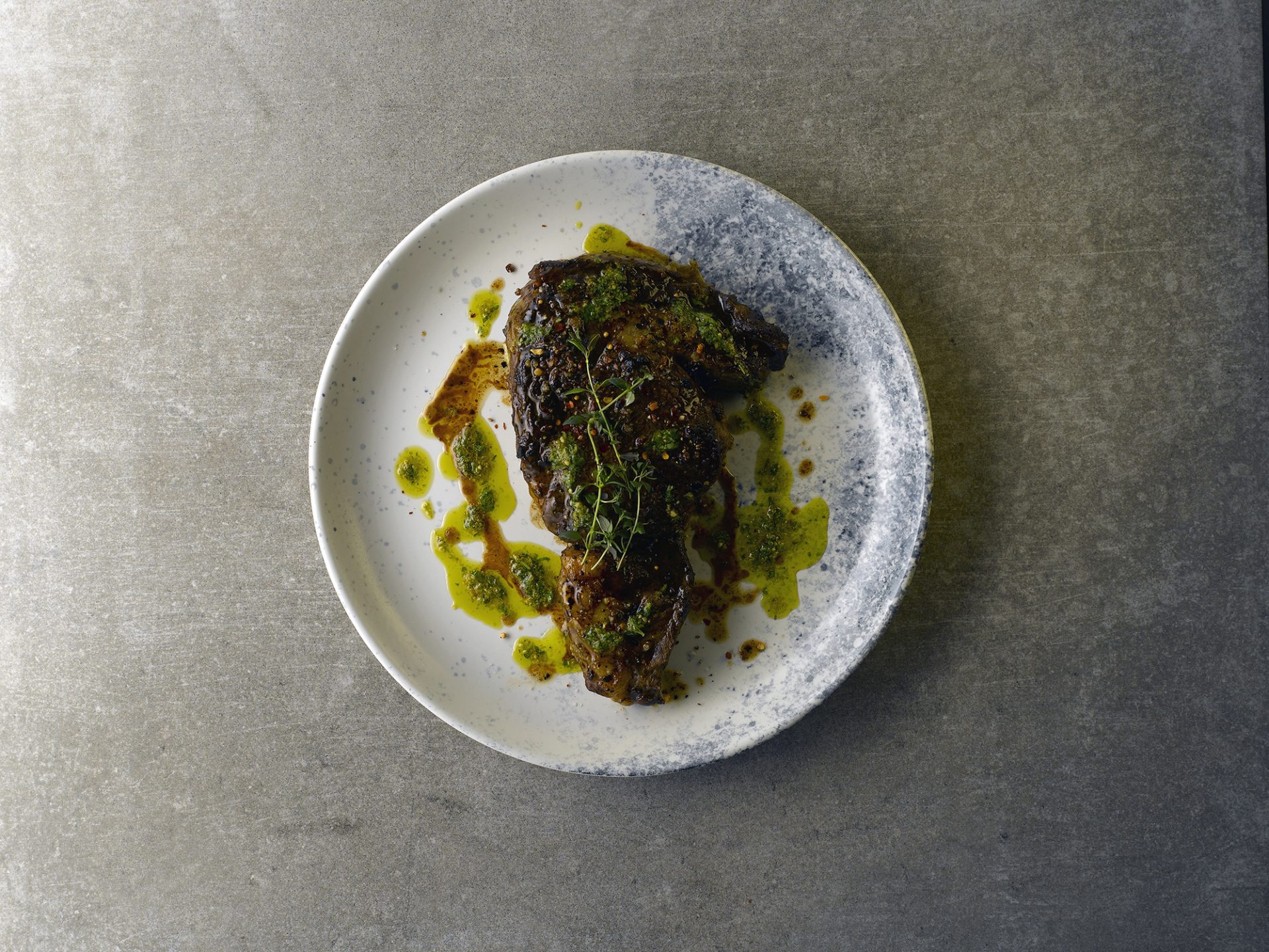 STUDIO PRINTS HAZE STEAK WITH SALSA VERDE