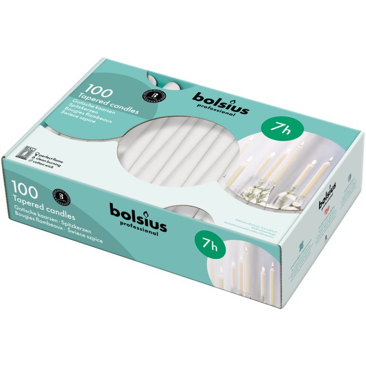 White Tapered Candles box of 100 7hr 8717847092045