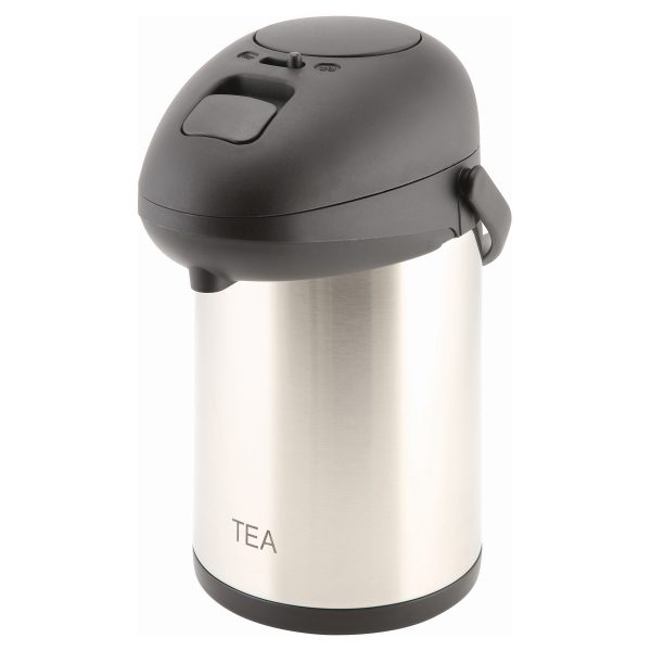 Tea Inscribed Stainless Steel Vacuum Pump Pot 2.5L