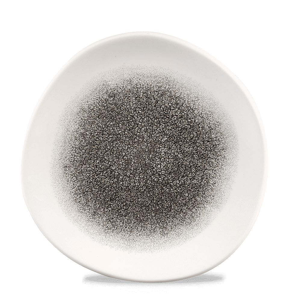 Raku Quartz Black Organic Round Plate 21cm
