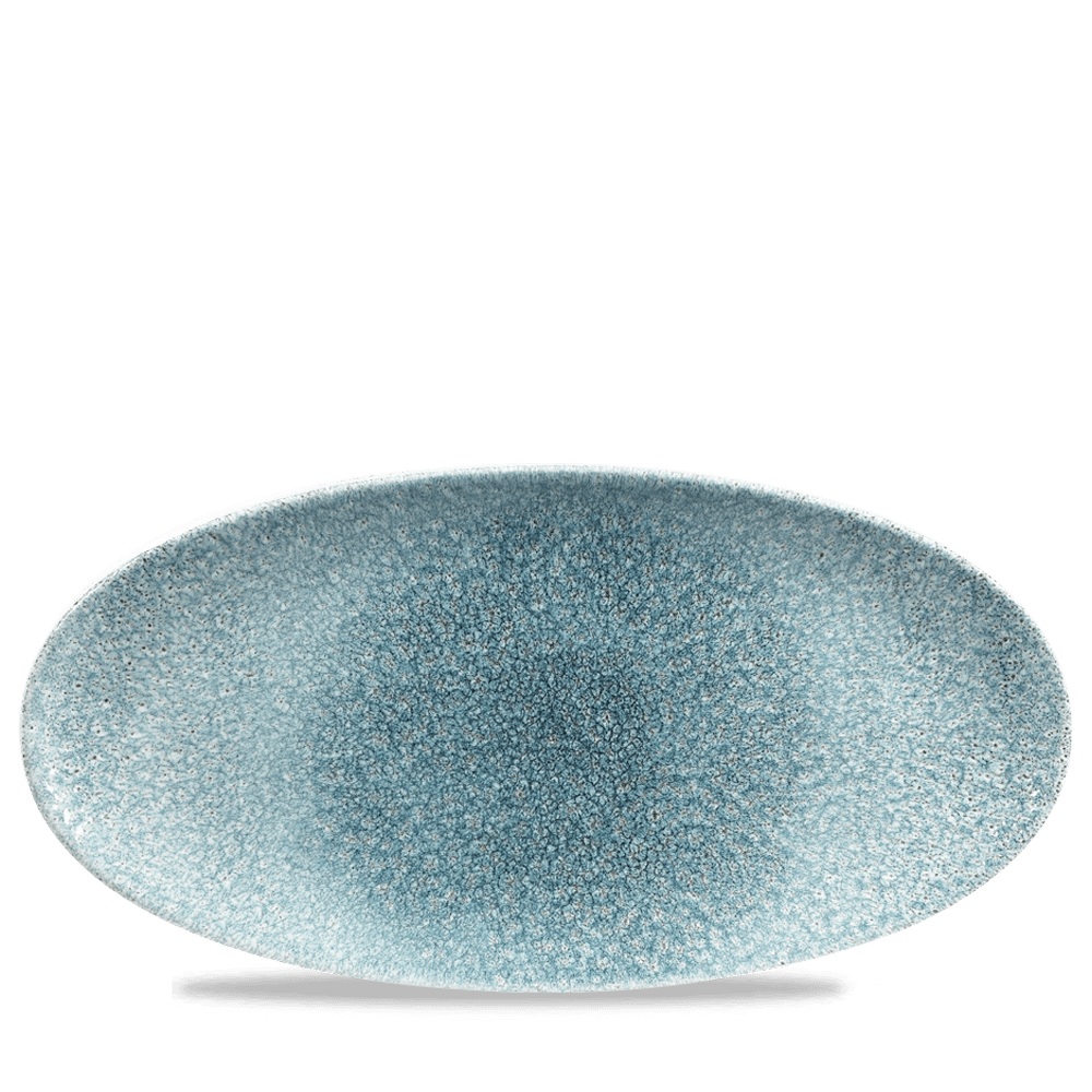 Raku Topaz Blue Oval Chefs Plate 34.7x17.3cm