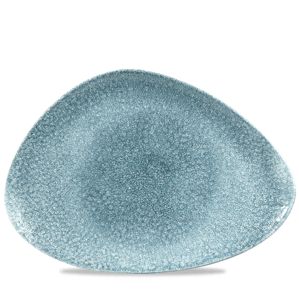 Raku Topaz Blue Triangle Chefs Plate 35.6x25cm