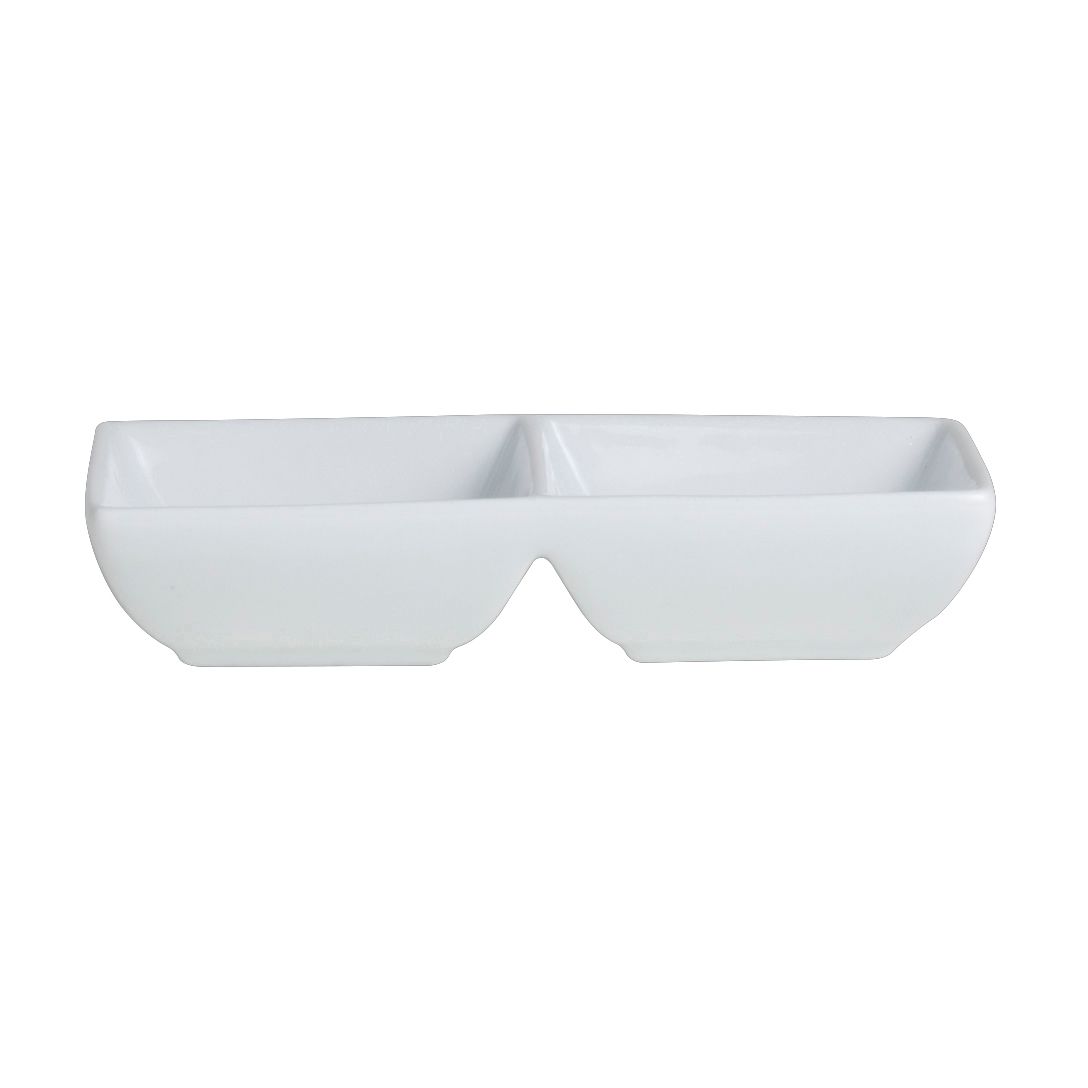 Cafe Porcelain Double Well Tray 14.5 x 7cm 6cl (5 3/4 x 2 3/4" 2oz)