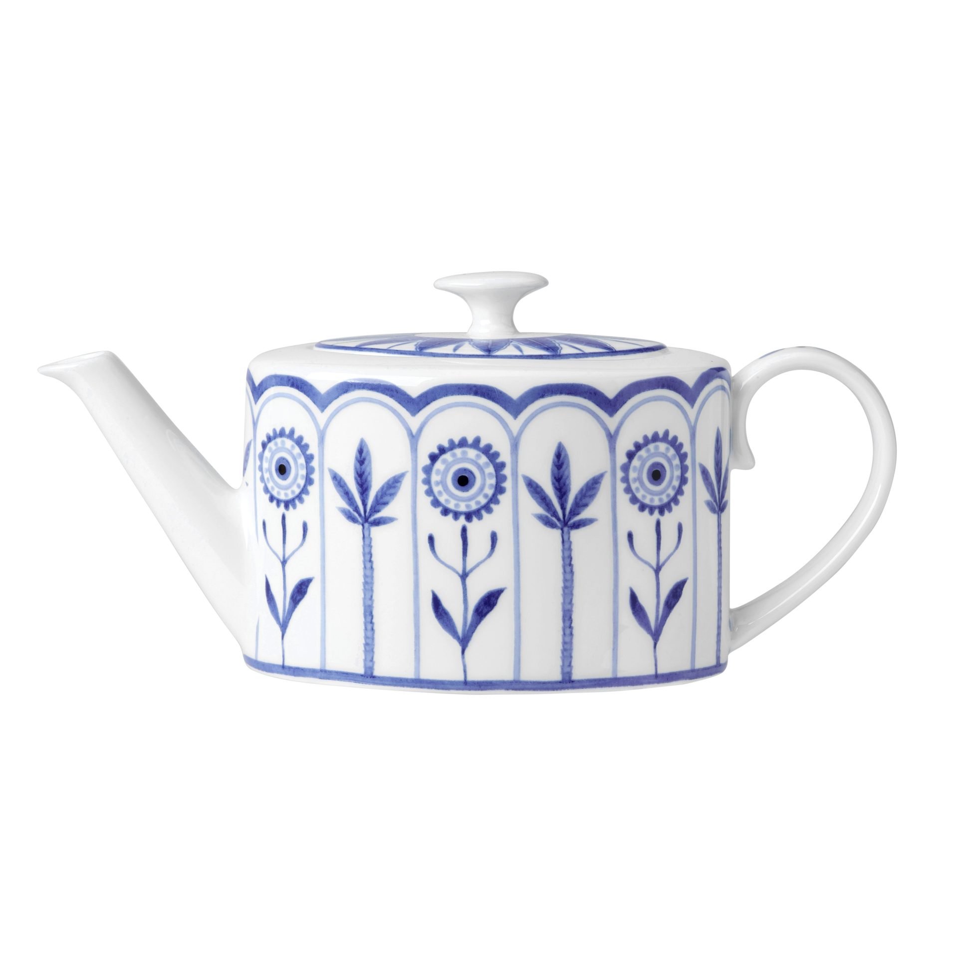 Sultan's Garden Blue Coupe 2 Cup Oval Teapot 10cm 55cl (4" 19 1/3oz)