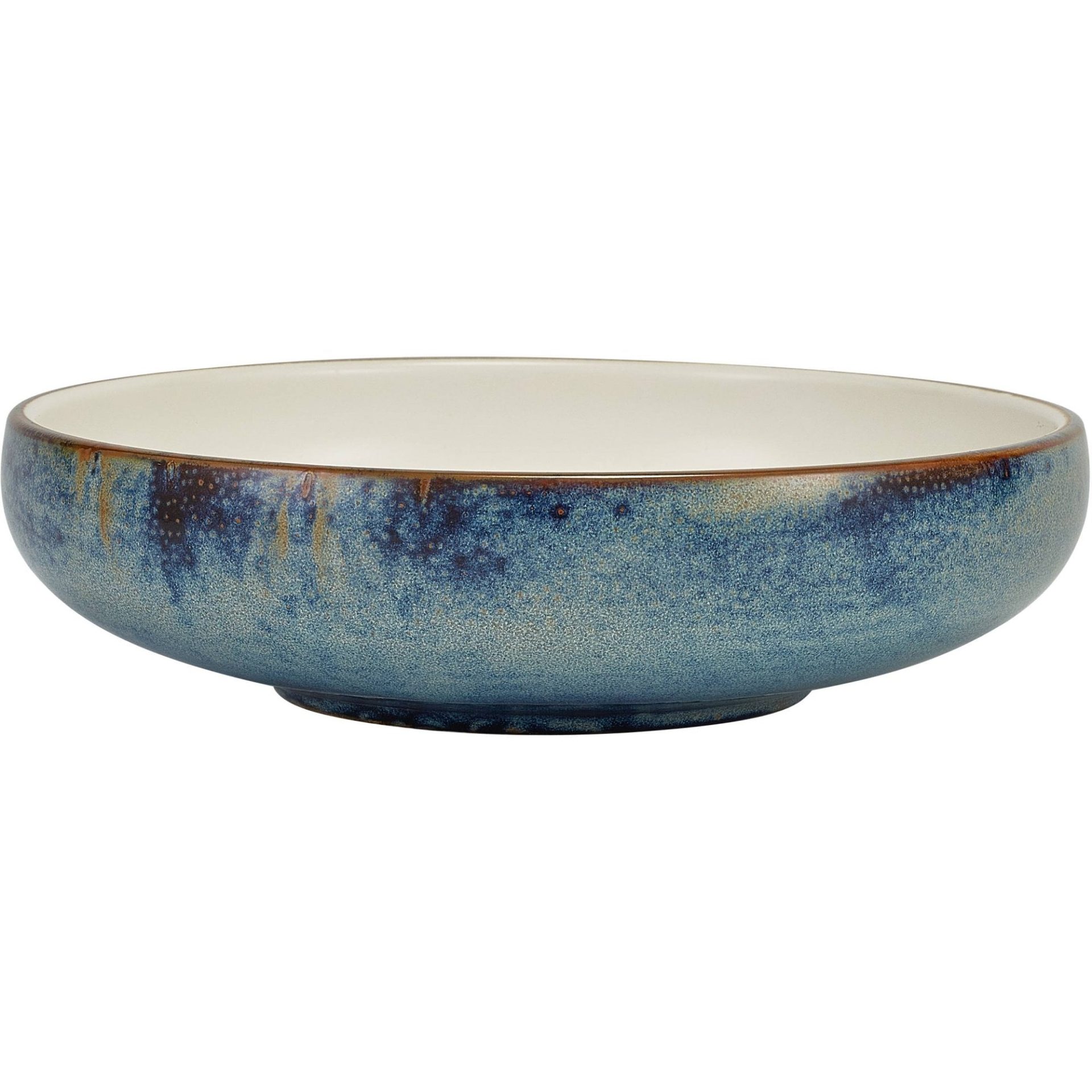 Terra Aqua Blue Vitrified Porcelain Two Tone Coupe Bowl 20.5cm
