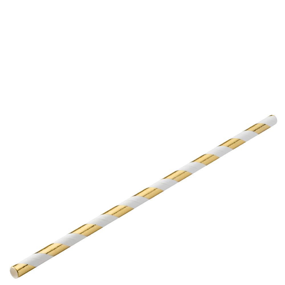 Paper Gold Stripe Straw 8" (20cm) Box of 250