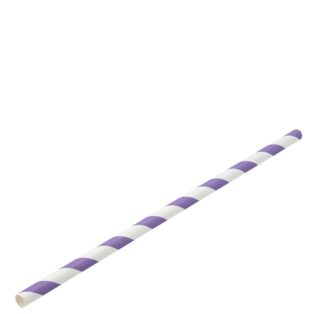 Paper Lilac/White Stripe Straw 8" (20cm)