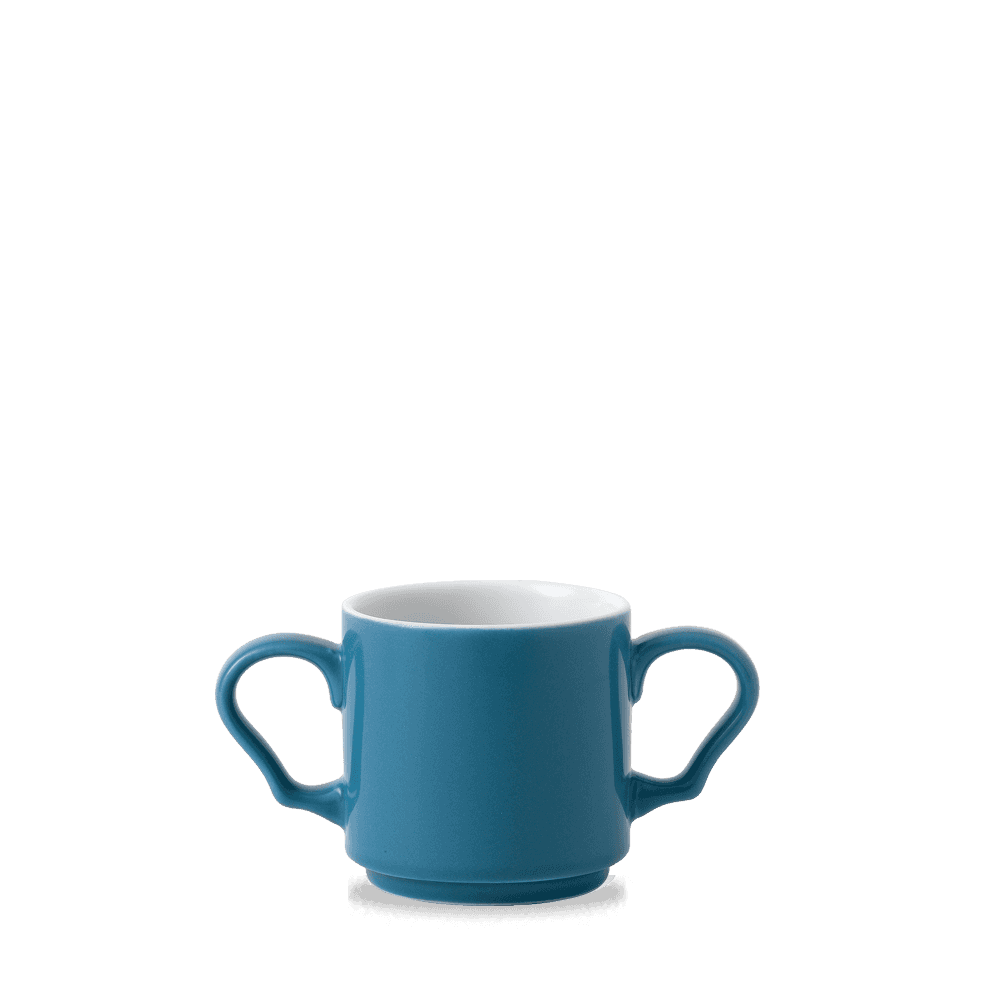 Blue Glaze Double Handled Mug 10oz