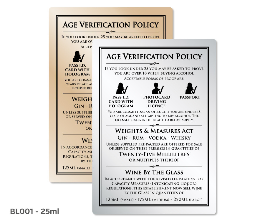 2 Part Age Verification Policy Notice - 35ml Silver