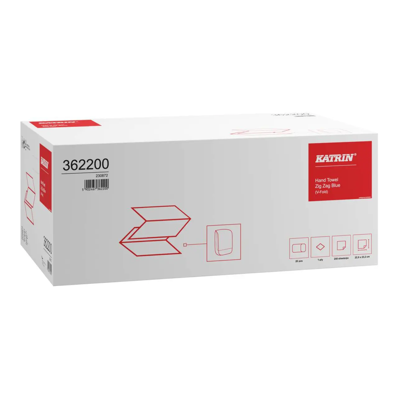 362200 katrin v fold paper towels zig zag 250 sheets 1 ply blue carton