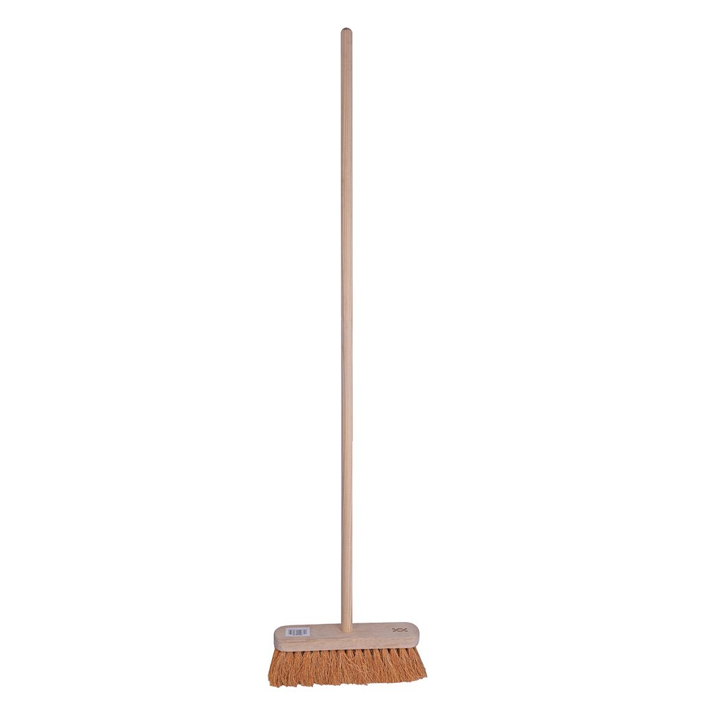 Wooden Broom Flat Soft Coco 11.5" & Handle