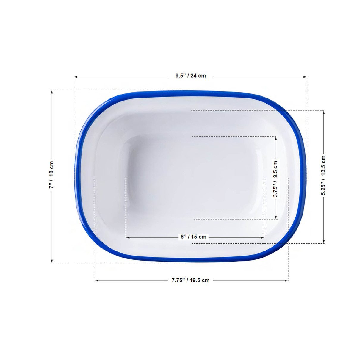 Canteen Collection 900ml Rectangular Serving pan with blue edge - Image 2