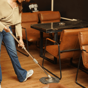 cleaning floor