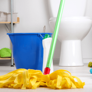 Cleaning bathroom floor