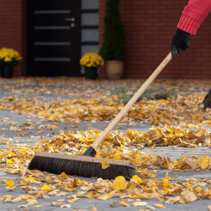 Sweeping leaves