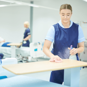 Cleaning hospital bed