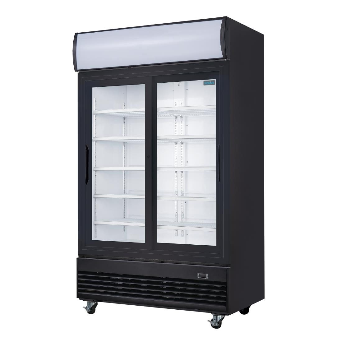 G-Series Upright Sliding Door Display Cooler with Light Box 950Ltr Black - Image 2