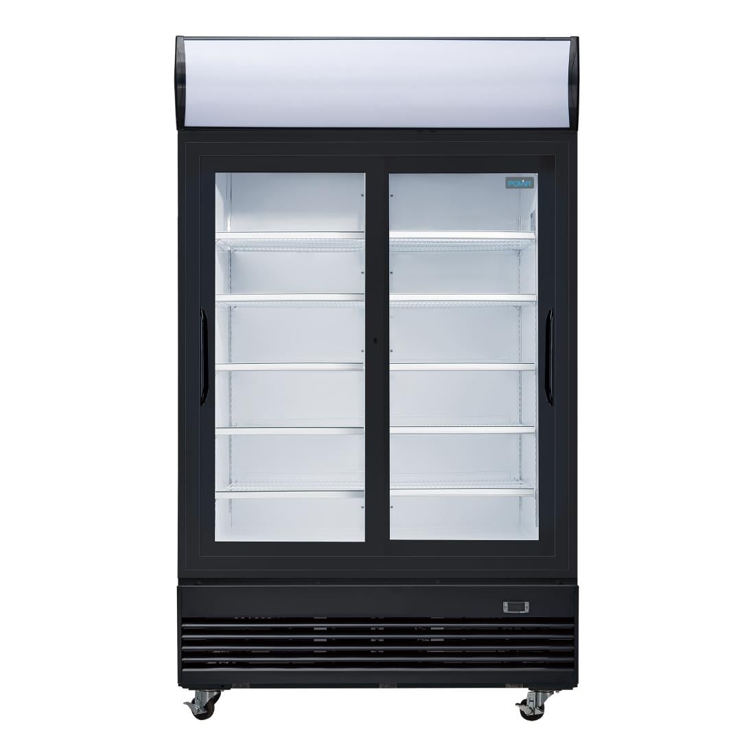 G-Series Upright Sliding Door Display Cooler with Light Box 950Ltr Black - Image 3