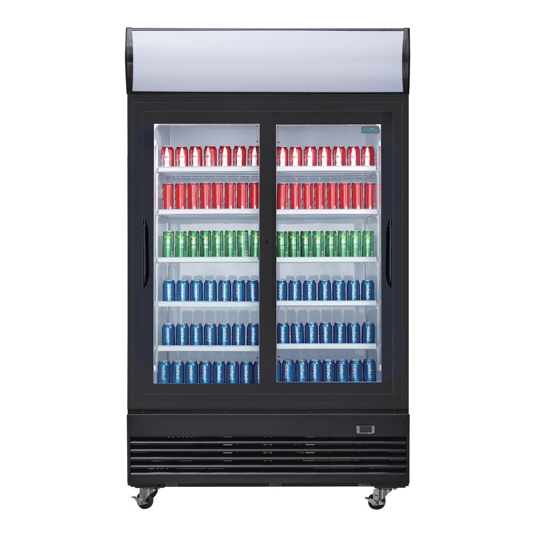 G-Series Upright Sliding Door Display Cooler with Light Box 950Ltr Black - Image 5