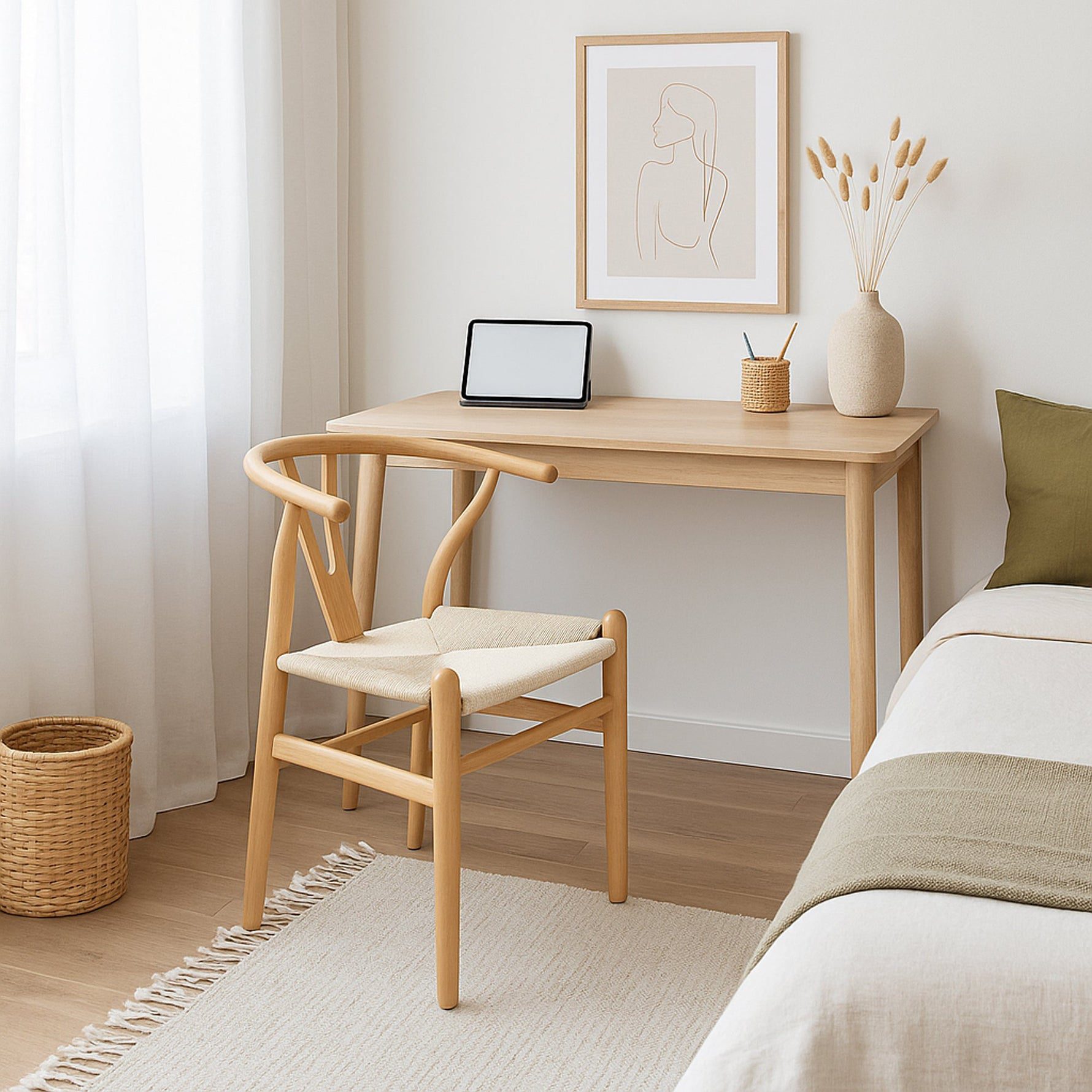 Natural Wooden Wishbone Dining Chair - Image 2