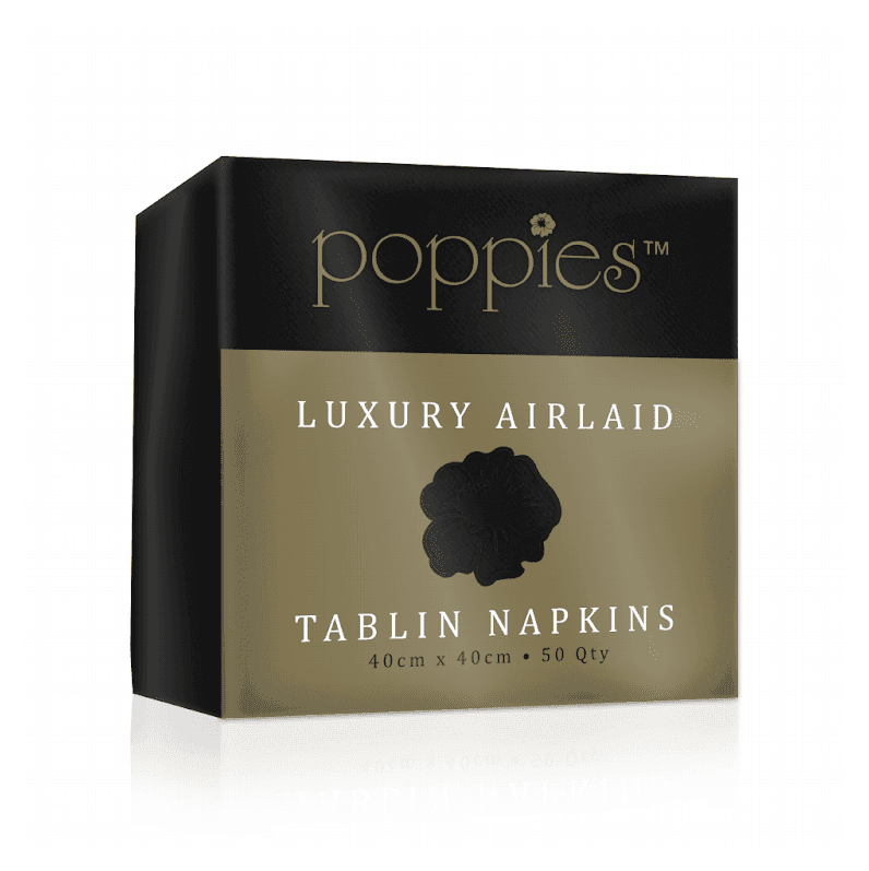 Black Airlaid 4 Fold Napkins 40cm
