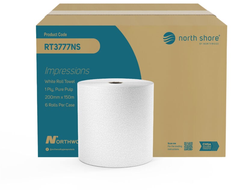 White Embossed 1ply Roll Towel 150m