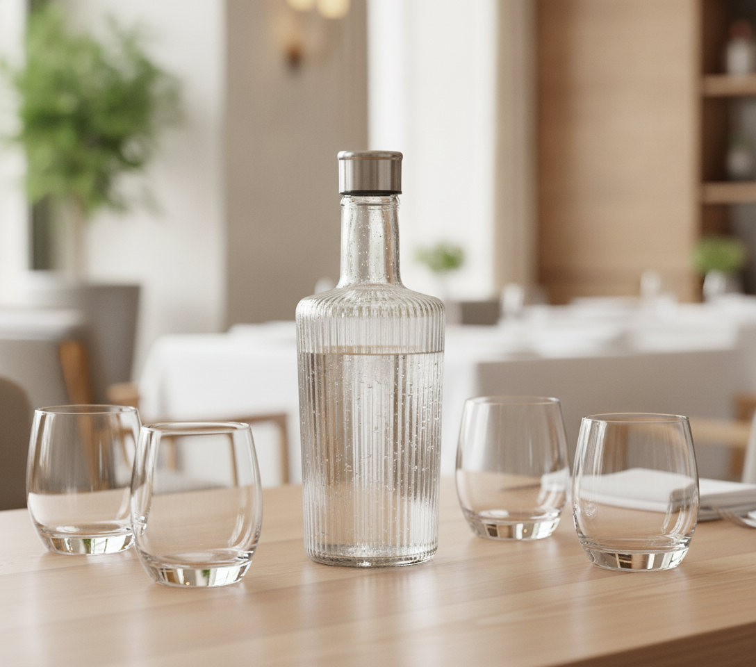 Glass Striped Water Bottle 1L/ 35oz - Image 2