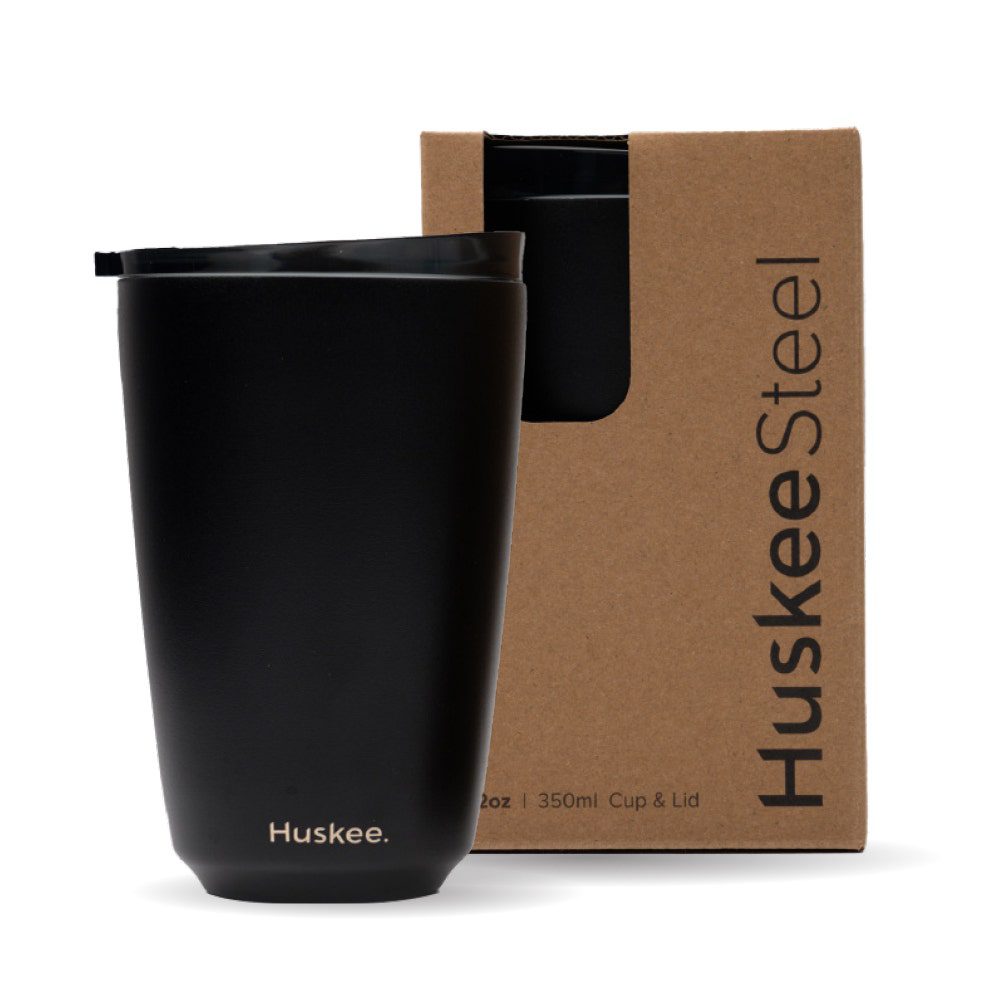Black HuskeeSteel Cup & Lid 12oz