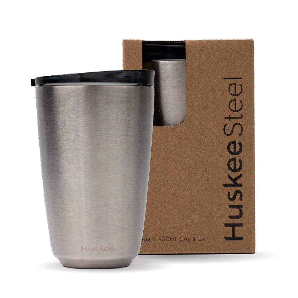 Brushed Steel HuskeeSteel Cup & Lid 12oz