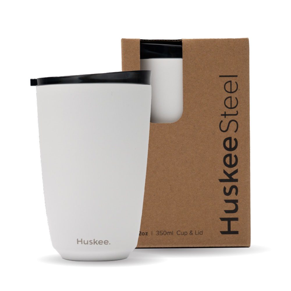 White HuskeeSteel Cup & Lid 12oz